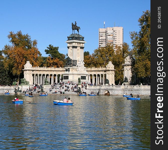 Monument Alfonso XII in Retiro park in Madrid