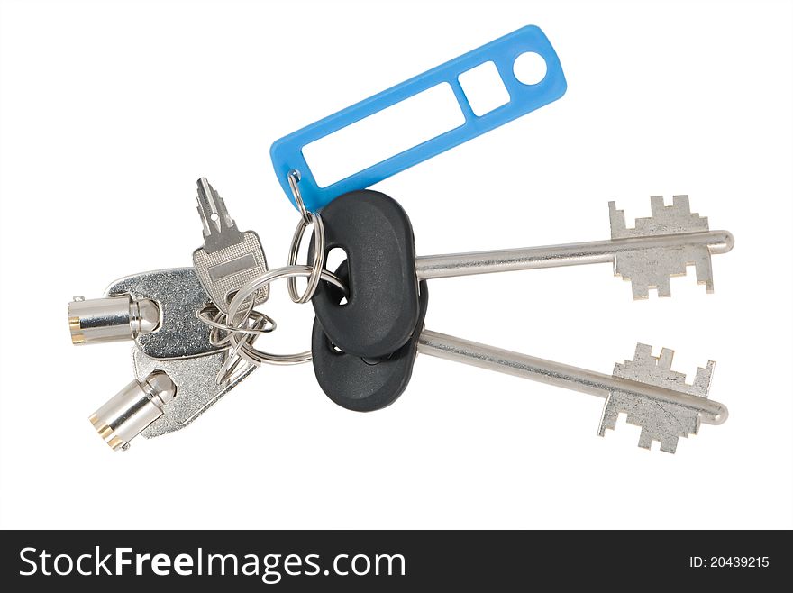 Blank tag and keys isolated on white background