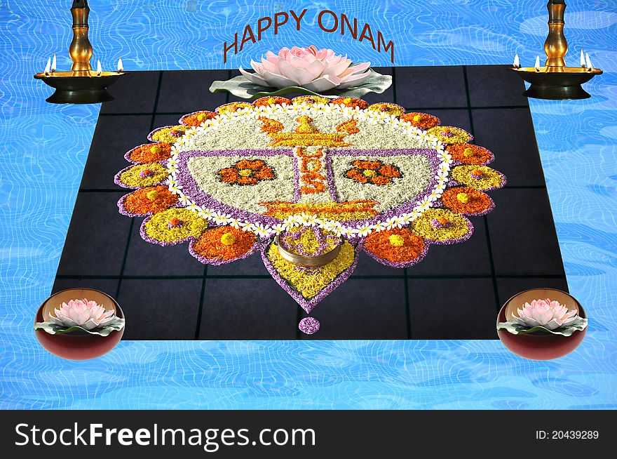 Festival of onam flower decoration.