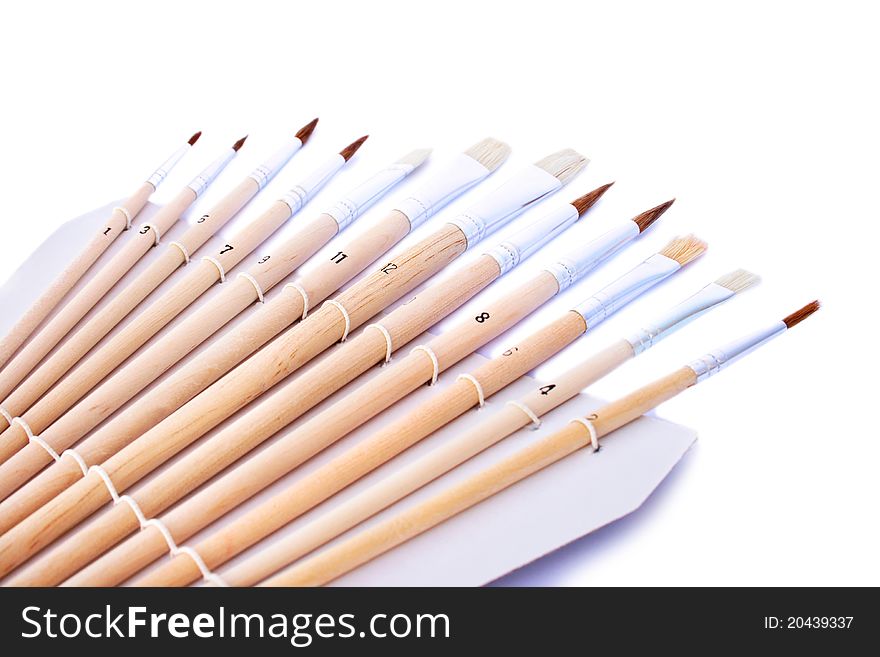 Set of painting brushes  on white background.