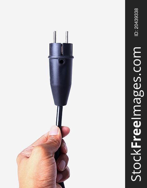 Electric soccet in hand isolated white background