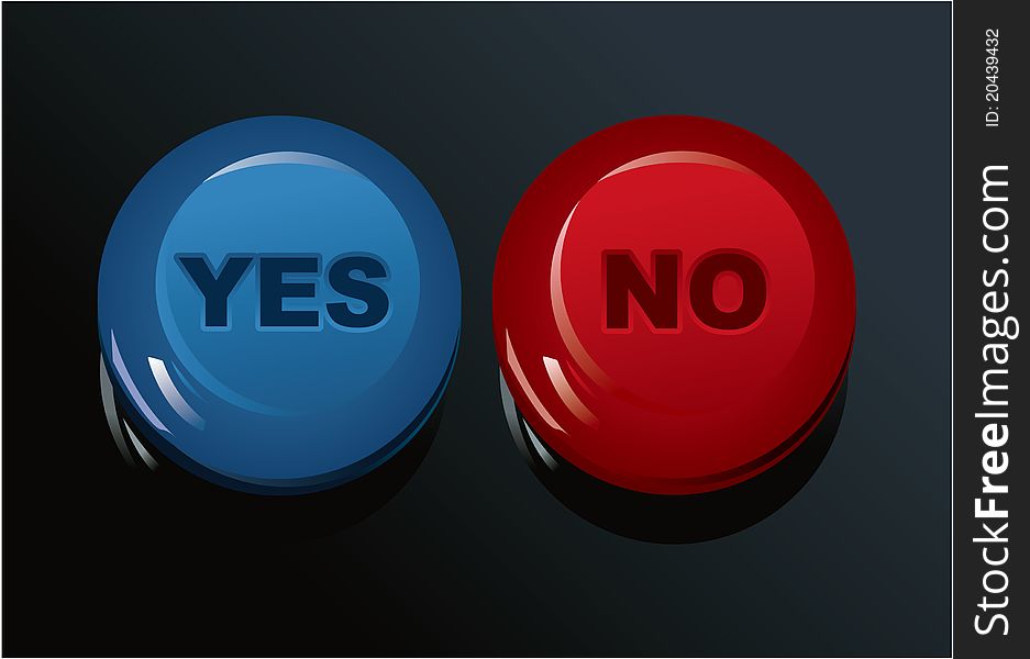 Set of Yes/No buttons, drawing