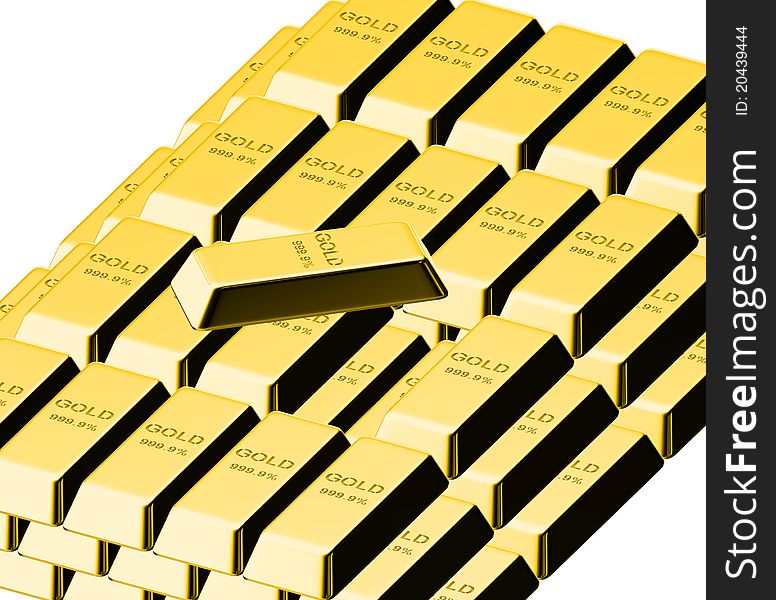 Stacked bars of gold bullion.