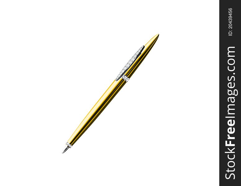 Gold Pen isolated on white background