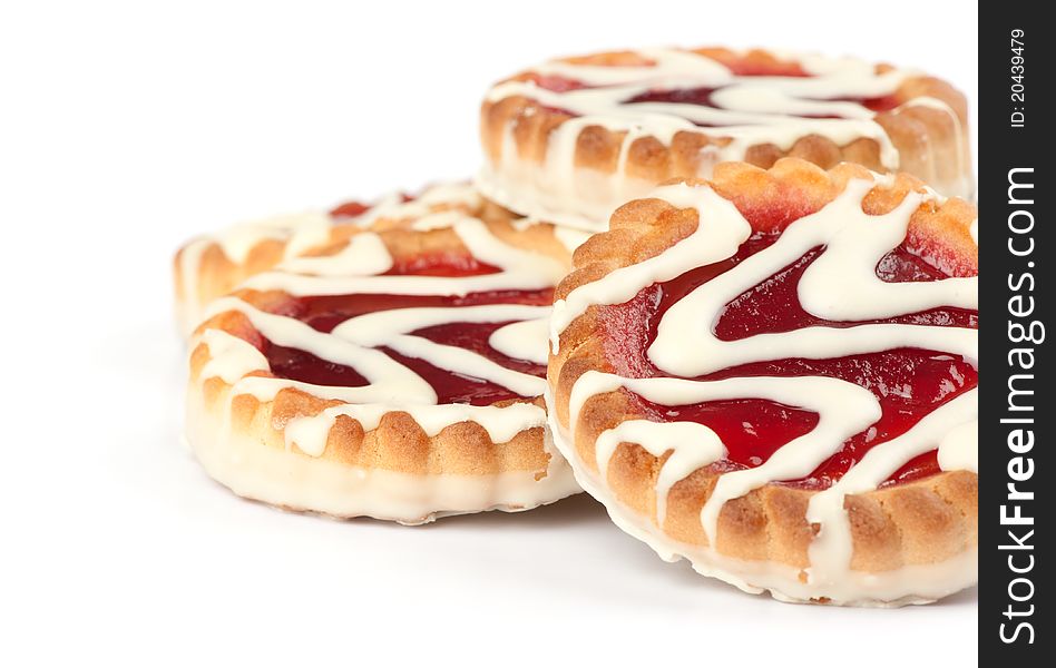 Cookies with jam closeup isolated on a white