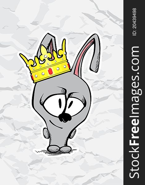 Cute cartoon rabbit with crown (illustration). Cute cartoon rabbit with crown (illustration)