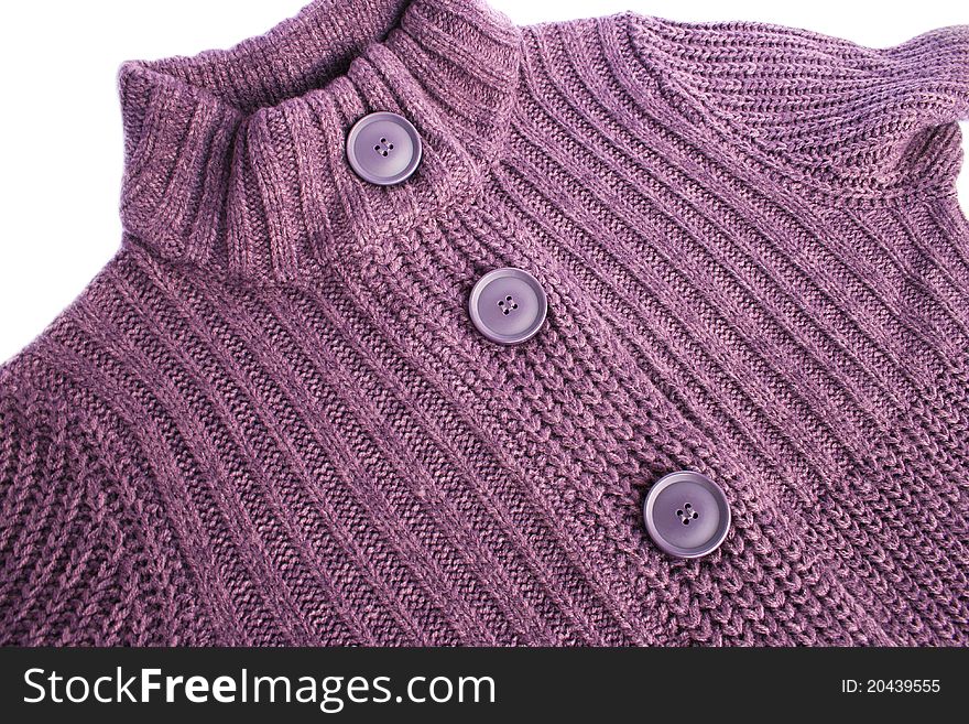 Violet sweater on white background.