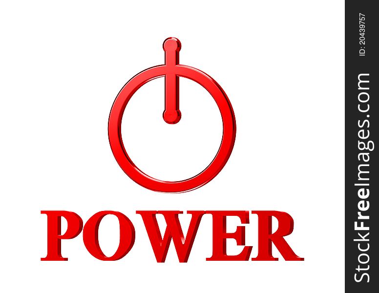 Red power button isolated on white background