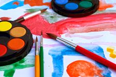 School - Watercolor Paints Royalty Free Stock Photo School - Watercolor Paints Royalty Free Stock Photo