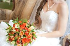 Bride Holding Bouquet Royalty Free Stock Photo