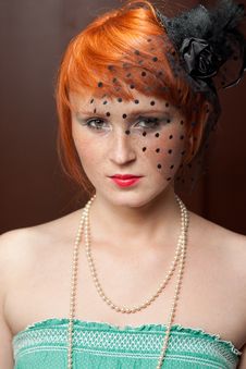 Mourning Widow Redhead With Freckles On Brown Royalty Free Stock Photography Mourning Widow Redhead With Freckles On Brown Royalty Free Stock Photography
