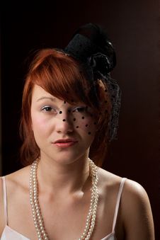 Widow Redhead On Brown Background Royalty Free Stock Image Widow Redhead On Brown Background Royalty Free Stock Image
