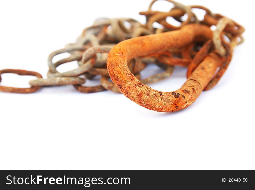 Rusty chain  on white background.