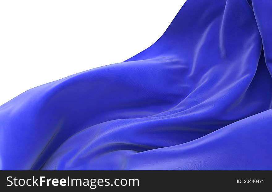 Abstract blue cloth on a white background, 3d image isolated. Abstract blue cloth on a white background, 3d image isolated