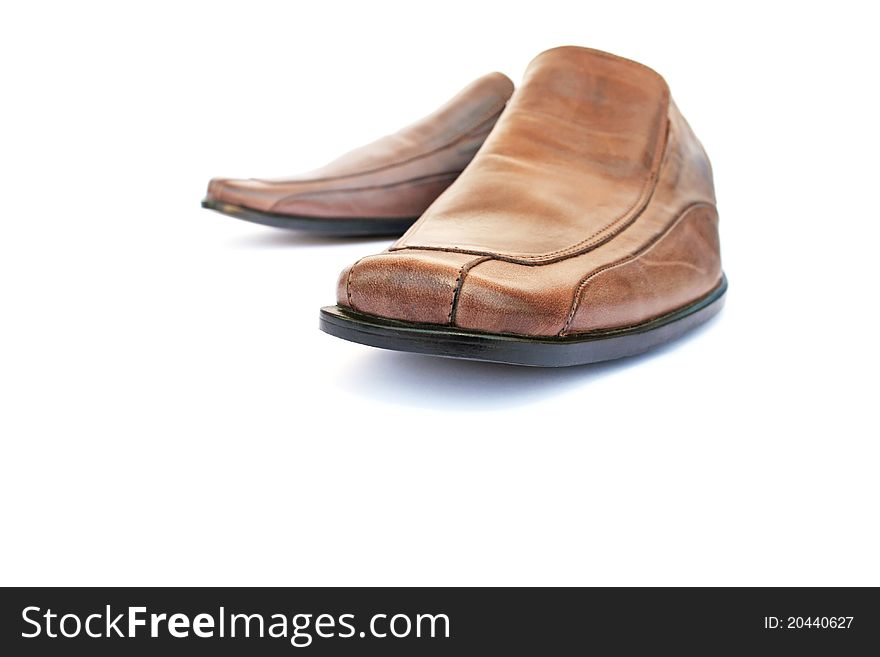 Brown shoes  on white background.