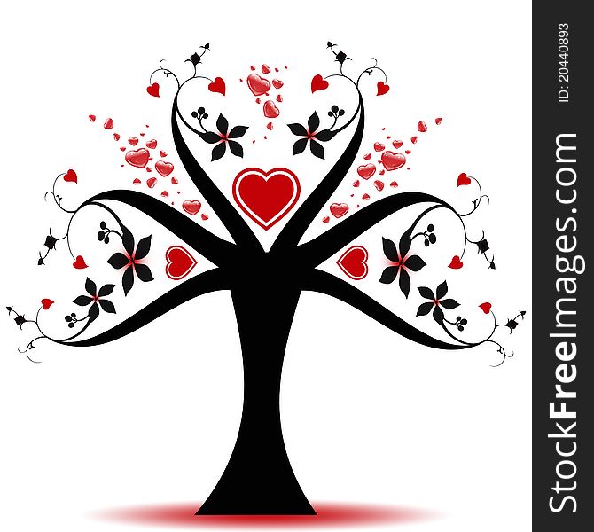 Beautiful valentine tree with hearts pattern