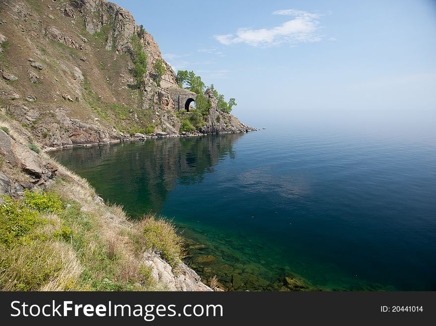 Photo of old railroad tunnel near Lake Baikal. This is monument of engineering art.