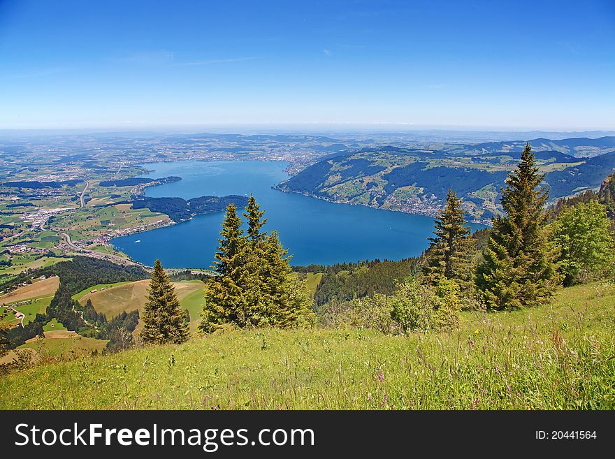 View from the top of the Rigi mountain. View from the top of the Rigi mountain