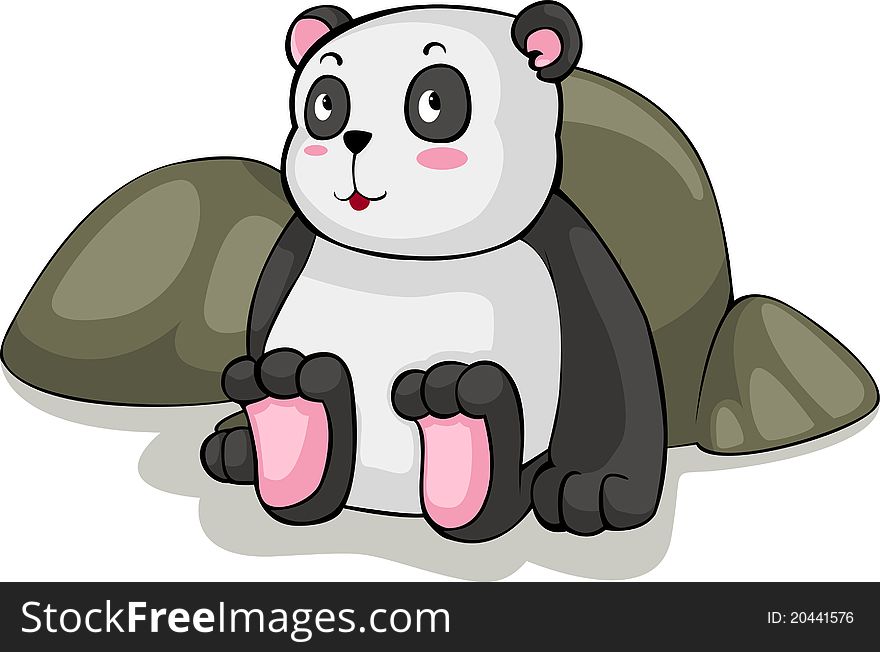 Vector Panda Sit Illustration