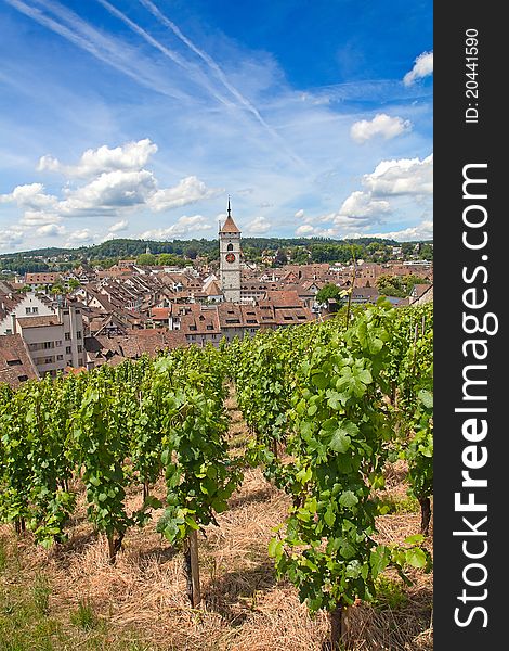 Famous Munot fortifiction surrounded by vineyards in Schaffhausen, Switzerland. Famous Munot fortifiction surrounded by vineyards in Schaffhausen, Switzerland.