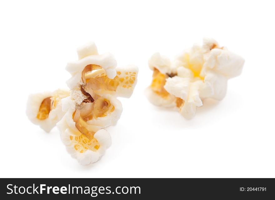 Popcorn on a white background