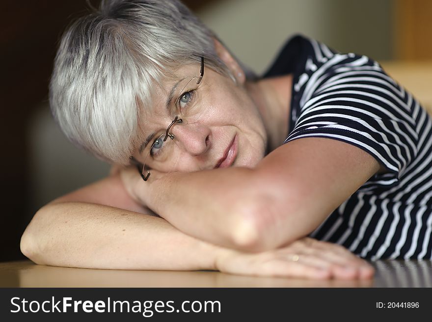 Portrait of a woman with gray hair. Portrait of a woman with gray hair