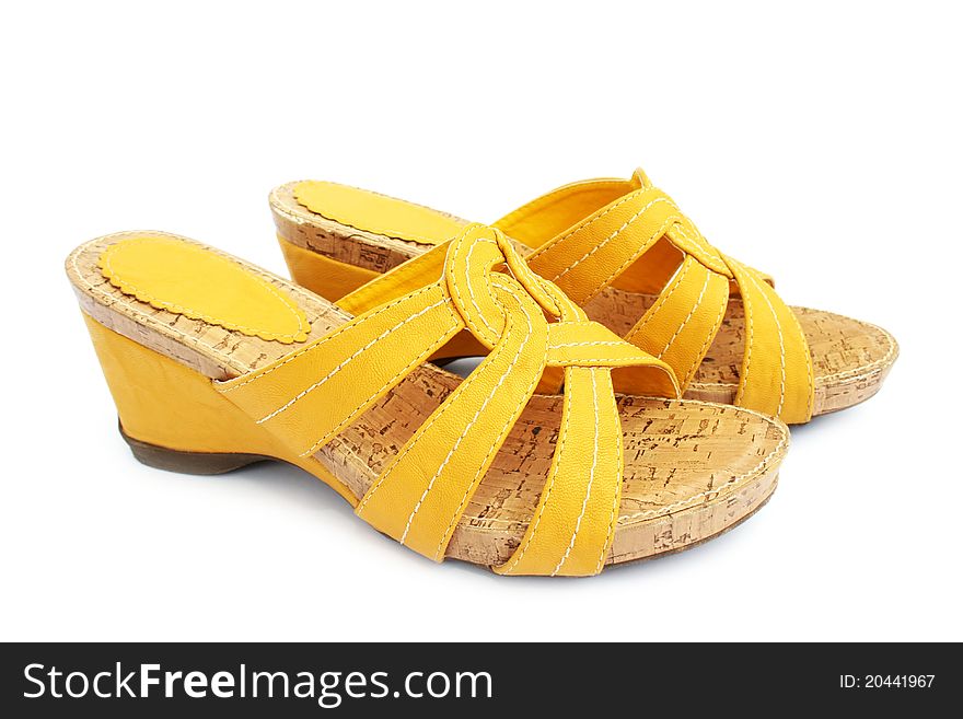 Yellow shoes  on white background.