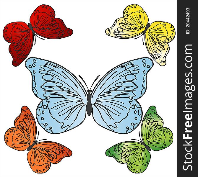 Vector Colorful Butterflies Set