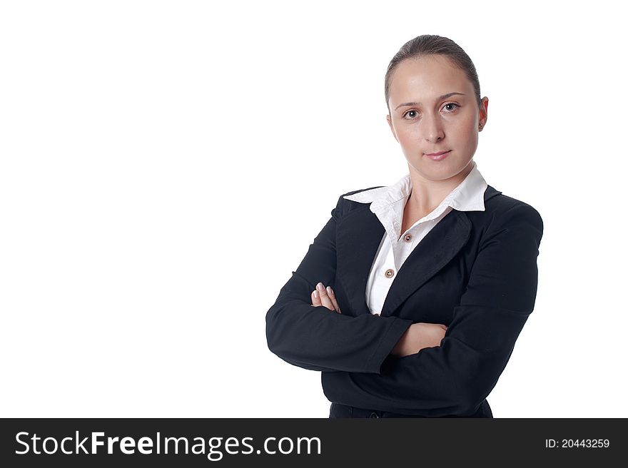 Portrait of business woman, isolated on white background