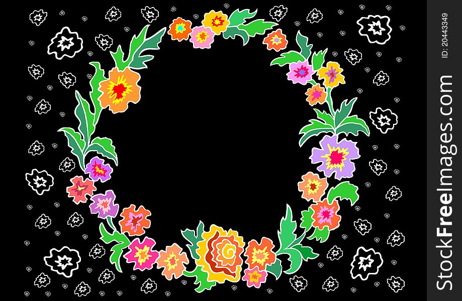 Illustration of wreath from abstract flowers
