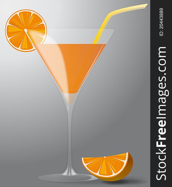 Illustration of cocktail with orange and straw