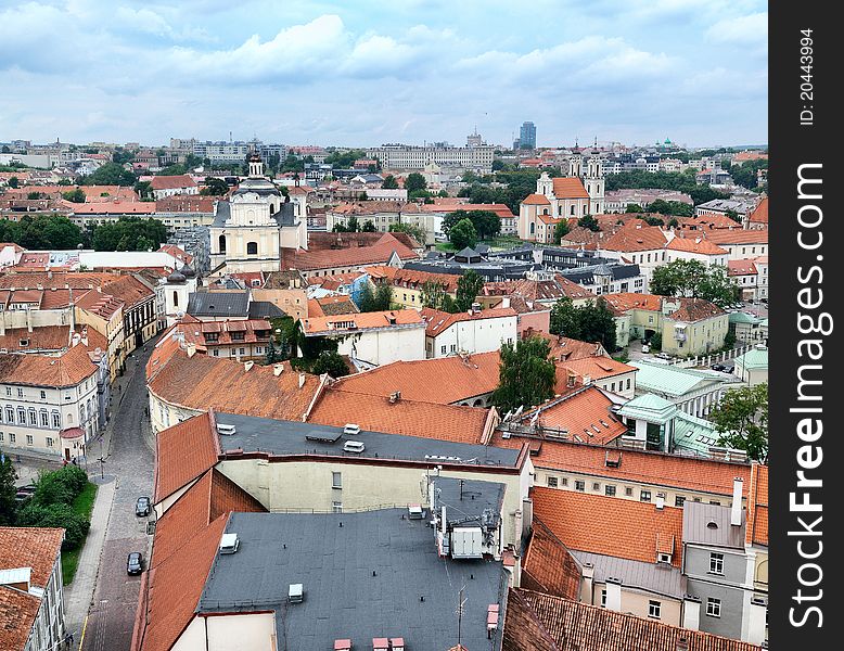 Panoramic view. Vilnius old town. Capital of Lithuania