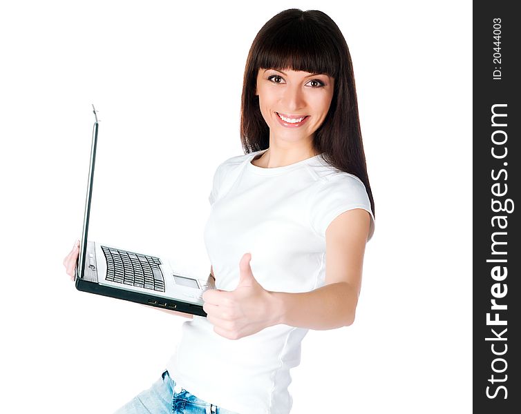 Young woman  working with laptop