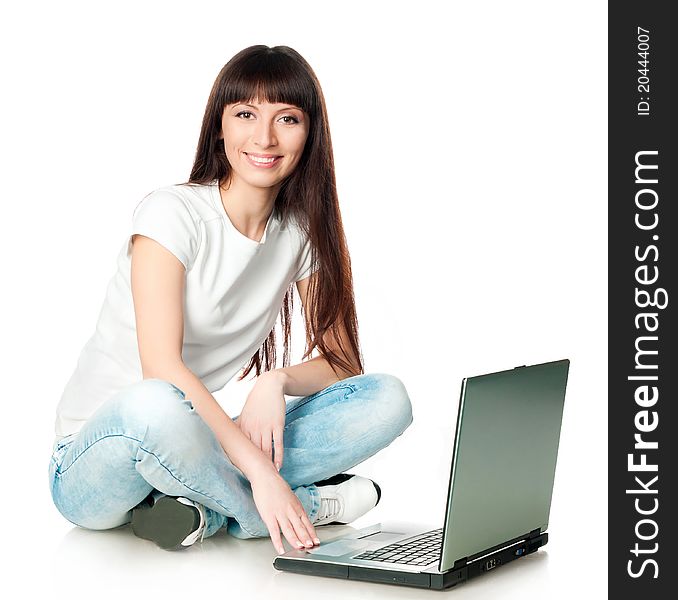 Young woman  working with laptop