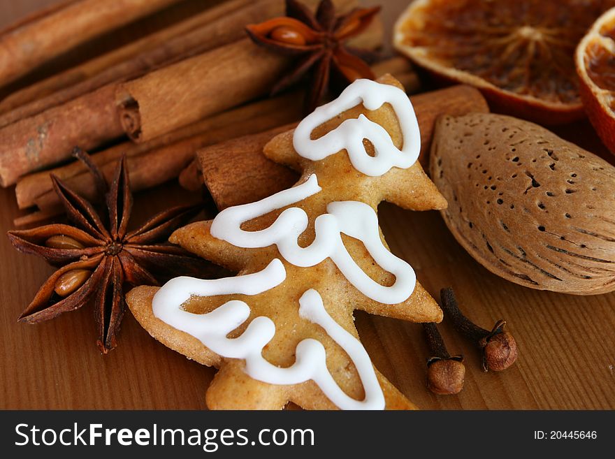 Christmas background - gingerbread and spice. Christmas background - gingerbread and spice