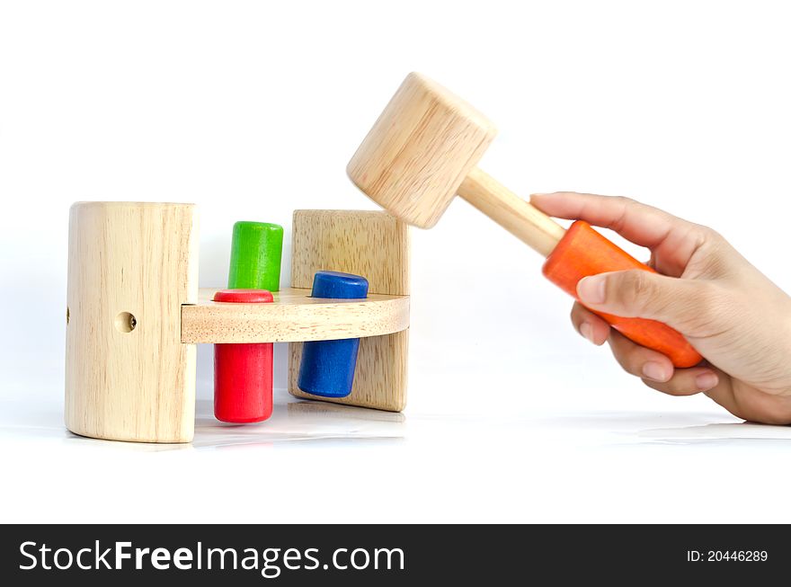 The enjoy play hand hammer knock for kid project strengthen development brain