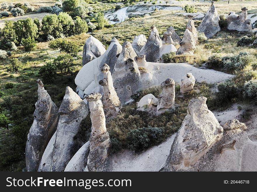 Early morning aerial of fairy chimneys