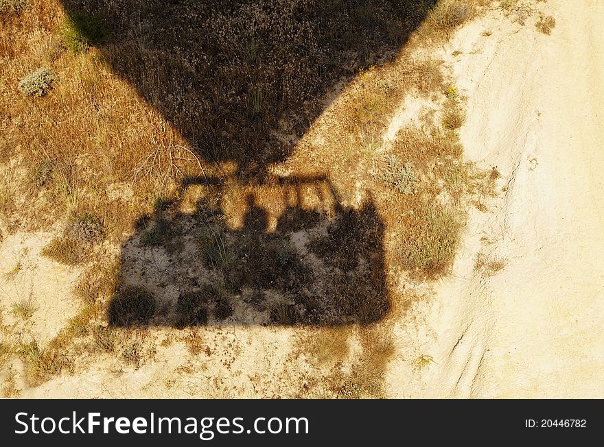 Hot Air Balloon Shadow Or Dry Arid Earth