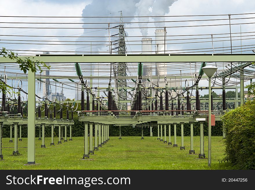 Substation at a power plant