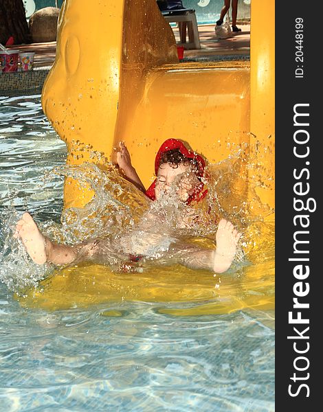 Child On Water Slide