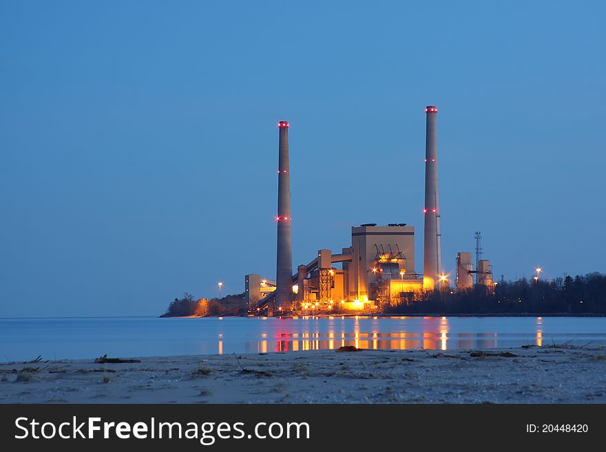 Coal-fired Power Plant By A Lake