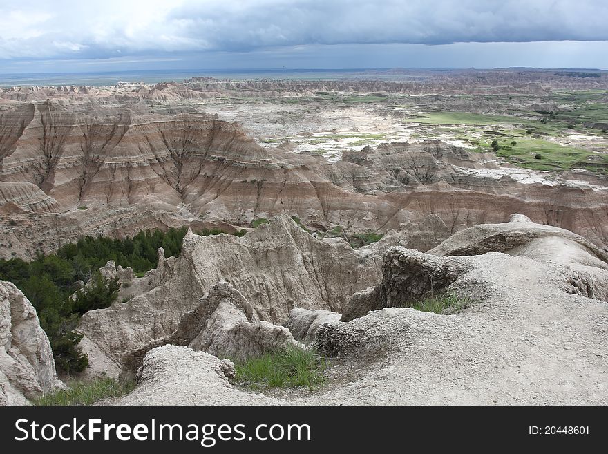 View of Badlands National Park in Sout Dakota