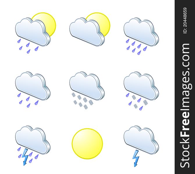 Weather icons 3D in vector