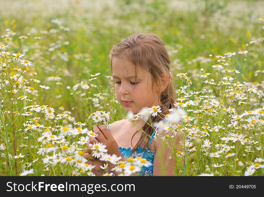 Little Girl Picking Flowers