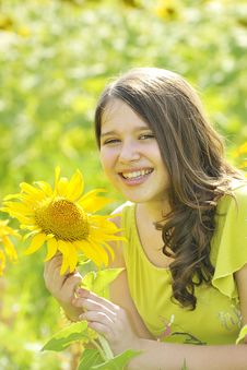 Beauty Teen Girl And Sunflowers Stock Image Beauty Teen Girl And Sunflowers Stock Image