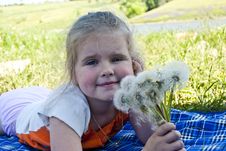 The Girl With Dandelions Stock Images The Girl With Dandelions Stock Images