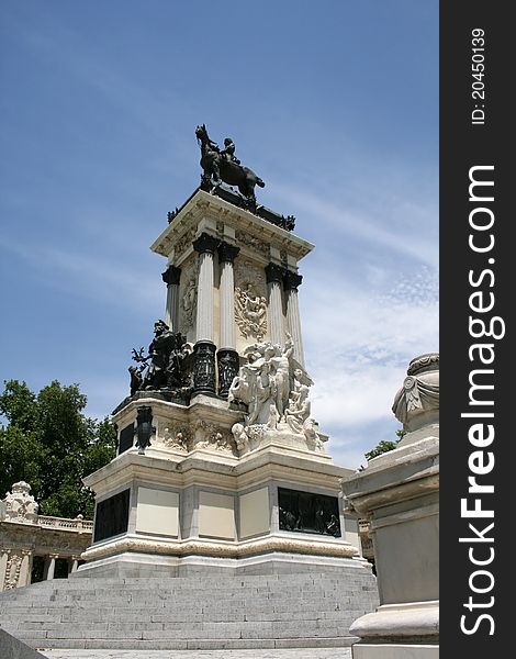 Monument Alfonso XII in Retiro park in Madrid. Monument Alfonso XII in Retiro park in Madrid