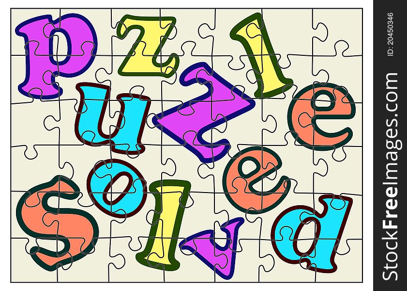 Puzzle close up with colorful letters. Puzzle close up with colorful letters