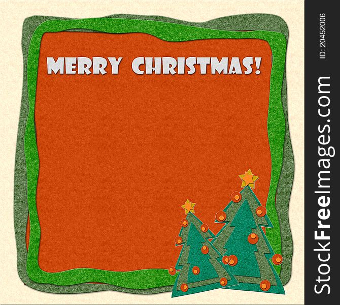 Merry Christmas greeting card with custom text space. Handmade style