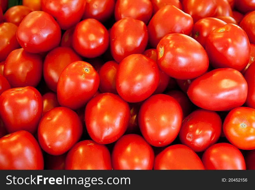 Fresh red tomatoes in market